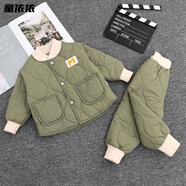 寶寶衣服6-12個(gè)月秋冬分體兒童秋冬新款棉服套裝男女寶寶棉衣棉褲休閑套裝家居戶(hù)外兩件套02 軍綠色 軍綠色-有領(lǐng) 90 建議身高70-85可開(kāi)檔