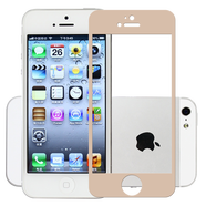 拓蒙 蘋(píng)果5/iPhone5/5S/5C/5SE鋼化膜手機貼膜全屏高清防爆抗藍光玻璃保護膜 全屏防爆鋼化膜抗藍光版-土豪金色*單片裝