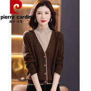 皮爾卡丹（pierre cardin）羊毛絨衫女2024秋冬新款假兩件針織長袖毛衣女半高領(lǐng)上衣寬松遮肉 咖啡色 2XL (建議130-150斤)
