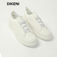 迪柯尼（DIKENI）【品質(zhì)牛皮】高級時尚小白鞋新品輕舒百搭男士運(yùn)動休閑鞋 米白 43