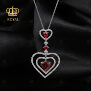 ROYALPICK紅寶石項鏈1克拉愛(ài)心形無(wú)燒鴿血紅鑲鉆石18K送人老婆女朋友禮物 1克拉心形紅寶石項鏈