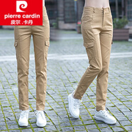 皮爾卡丹（pierre cardin）女裝軍綠色工裝褲女春季休閑褲2025年新款高腰小腳褲子春秋款棉女 卡其色 XL