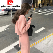 皮爾卡丹（pierre cardin）早春秋季名媛氣質(zhì)御姐輕熟小香風(fēng)針織毛衣吊帶連衣裙子兩件套裝女 粉色兩件套 S 【小個子搭配顯高/時尚御姐/氣質(zhì)洋氣/奶系穿搭
