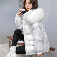 皮爾卡丹（pierre cardin）小個(gè)子羽絨服冬季新款女白鴨絨保暖短款韓版大毛領(lǐng)外套女加厚顯瘦 1204米白色 XL 建議135-150斤