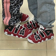 耐克（NIKE）女鞋 AIR MORE UPTEMPO (GS) 皮蓬大Air黑白潮流復(fù)古運(yùn)動(dòng)鞋籃球鞋 415082-600 黑紅 公牛 35.5