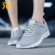 361°女鞋運(yùn)動(dòng)鞋女春夏361度網(wǎng)面防水透氣女士學(xué)生休閑旅游跑步鞋子R 藕灰/甜桃粉（網(wǎng)面） 35