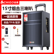 志高（CHIGO）廣場(chǎng)舞藍(lán)牙音箱低音炮戶外大音量戶外K歌變音聲卡音響彈唱 15英寸旗艦版+無線話筒X1