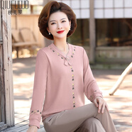 秋芙羅媽媽秋裝長袖T恤寬松中老年女裝春秋50歲60洋氣針織母親節(jié)禮物