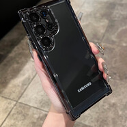 赫豹大氣囊適用三星s24ultra手機殼s24自帶鏡頭膜s24+新款s23ultra四角加厚防摔s22電鍍高級感s23全包 黑色【全包鏡頭膜-四角加厚防摔】 三星Galaxy S24 Ultra