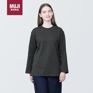 無(wú)印良品（MUJI）女式 粗棉線 圓領(lǐng)長(zhǎng)袖T恤 打底衫女款內(nèi)搭 炭灰色 S 
