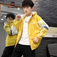 AEMAPE大童男裝春秋季帥氣外套12胖男孩13衣服14-15初中學(xué)生夾克外套 gt920黃色 165/M