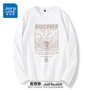 真維斯（JEANSWEST）長(cháng)袖t恤男春秋季新款國潮風(fēng)卡通休閑寬松純棉男士打底衫學(xué)生上衣 白色 線(xiàn)條風(fēng)景 XL【推薦130-140斤】