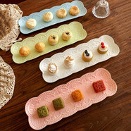 佳億廚連 壽司盤(pán)面包點(diǎn)心盤(pán)歐式浮雕盤(pán)陶瓷餐具早餐盤(pán)蛋糕盤(pán)子長(cháng)方盤(pán)擺盤(pán) 白色蝴蝶壽司盤(pán)