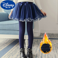 迪士尼（Disney）女童裙褲洋氣假兩件秋冬加絨打底褲中大兒童外穿保暖靴褲加厚褲子 網(wǎng)紗加絨加厚款藍(lán)色 110碼(建議身高100左右)