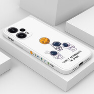 第一季紅米Note12turbo新款手機殼 紅米Note12/pro/+ 防摔軟殼個性卡通潮牌全包保護套 紅米Note12turbo 古董白-三個宇航員黑字