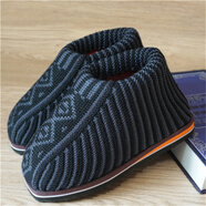 TWTCKPI棉鞋冬季成品女編織打毛線(xiàn)針織加絨加厚勾線(xiàn)男居家保暖拖鞋綿錦 男鞋黑+灰銅錢(qián) 平時(shí)42/43合適46-47