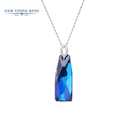 GEM STONE KING項鏈女夏925銀奧地利施華藍色水晶吊墜項鏈送女友紀念日禮物 方形