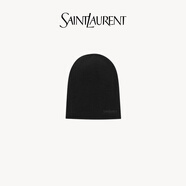 YSL圣羅蘭 女士SAINT LAURENT黑色山羊絨刺繡無檐便帽 黑色 M