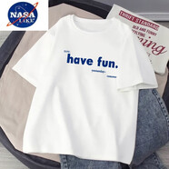 NASALIKE白色男士t恤短袖2024新款夏季港風(fēng)潮流情侶裝半袖體恤寬松上衣服 【have fun.】白色 3XL 160-180斤