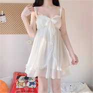 夢(mèng)動(dòng)帶胸墊睡衣女2025年夏季新款公主風(fēng)春夏性感吊帶睡裙純?cè)★L(fēng)家居服 白色107#【吊帶裙單件】 L （100-115斤）