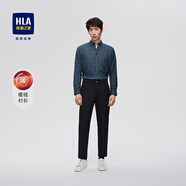 HLA海瀾之家長(cháng)袖襯衫男內里加絨格子襯衫保暖休閑襯衣男加厚保暖襯衫 藍灰格紋Q1 170/88A 39推薦127~136斤