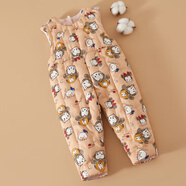 棉谷朵兒童手工棉花背帶褲秋冬加厚保暖連體褲寶寶背帶棉褲內穿棉花棉褲 橘色米奇 100碼（適合2-3歲）