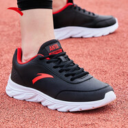 安踏新款跑步鞋男25年秋冬輕便皮面防潑水運動(dòng)鞋男通勤減震慢跑男鞋 【皮面防水】黑/大學(xué)紅5529-8 40 (男7)