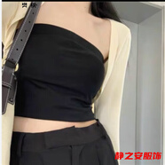 瑪菲萱夏季超短款冰絲衫女針織開衫配吊帶子披肩外搭長袖小坎肩薄 杏色 M 165