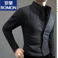 羅蒙（ROMON）毛呢保暖男士長(cháng)袖襯衫2024秋冬新款修身百搭帥氣襯衣 深灰 XL