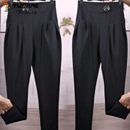 啄木鳥(niǎo)黑色小腳褲女2025年春秋新款韓版百搭高腰彈力哈倫褲鉛筆褲女潮 黑色 M 適合90-105斤