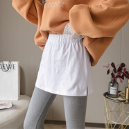 卡維澤 CAVIEZEL打底內搭神器新款春秋裝疊穿露白邊屁簾子半身裙學(xué)生中性風(fēng)小白裙 半身裙純色 均碼（80-140斤）