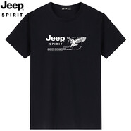 JEEP SPIRIT吉普短袖t恤男夏季新款上衣半袖打底衫體恤休閑T恤男裝圓領(lǐng)短t 9004款黑色 5XL