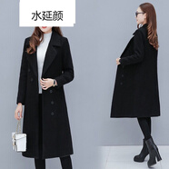 絲瀟昵大衣女子冬裝呢子中長(zhǎng)款大衣尼子大衣秋冬季外套女風(fēng)衣韓版毛 黑色 M