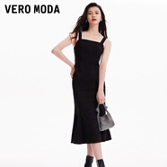 VEROMODA連衣裙2024早春新款優(yōu)雅時尚方領魚尾裙設計感純色約會玫瑰 S59黑色 165/84A/M