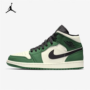 耐克（NIKE）aj1男鞋 Air Jordan 1 mid 喬1中幫男子灰白黑休閑運(yùn)動籃球鞋 852542-301 白綠 44