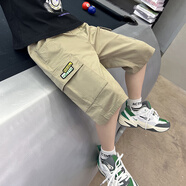 男童夏季短褲2023新款棉制中大童中褲男孩工裝短褲兒童夏裝五分褲 卡其色 150
