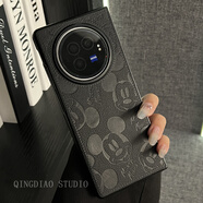 福奧森ins卡通潮牌皮質(zhì)適用vivoxfold3pro手機殼全包新款VIVO折疊屏日韓vivoxfold3翻蓋防摔保護套男女網(wǎng) 壓皮--黑底滿(mǎn)屏米奇 vivo X Fold3