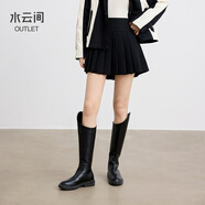 水云間黑色百褶裙短裙a字半身裙女時(shí)尚百搭收腰顯瘦2024秋冬新款 黑色 XL