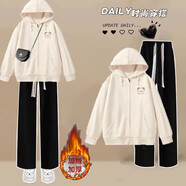 XIPR17歲初中16高中學(xué)生14女孩13時(shí)尚衛衣兩件套裝15少女裝秋冬闊腿褲 杏色加絨衛衣+黑色加絨褲(套裝) 2XL (建議135-150斤)