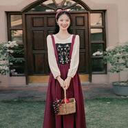 烏拓俄羅斯宮廷裙田園風(fēng)連衣裙森女系蒙古服裝女法式復(fù)古舞蹈風(fēng)情民族 1926（送頭巾） L