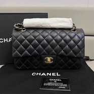 【二手99新】香奈兒Chanel CF jumbo GST 黑色 荔枝皮 手提 單肩 女士手袋 女包 cf黑金羊皮中號（全新閑置未使用）