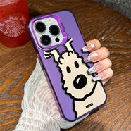 菲鳥(niǎo)歸林線(xiàn)條大白狗適用蘋(píng)果15手機(jī)殼iPhone14/13Promax全包防摔XS簡(jiǎn)約XR IMD彩銀-紫色-JH1027卷毛大白狗 蘋(píng)果14Promax;蘋(píng)果