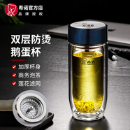 希諾（HEENOOR）玻璃杯男士雙層防燙抗菌泡茶杯辦公室家用車(chē)載水杯定制送生日禮物 紫羅蘭280ml-新設計鵝蛋造型