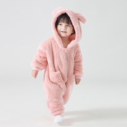 婧麒（JOYNCLEON）嬰兒連體衣春秋冬純棉嬰兒衣服新生兒秋冬珊瑚絨爬服哈衣舒適透氣 香草粉 66