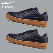 鴻星爾克男鞋板鞋冬季男士紅星新款休閑運動(dòng)鞋子男款百搭潮流增高小白鞋男 正黑/駝棕色 1096 42