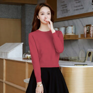 匯詩(shī)尚【商場(chǎng)同款】女裝緊身毛衣低領(lǐng)短款加厚高腰小款女秋冬顯瘦針織衫 磚紅色 M