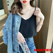 口旋吊帶背心女外穿內搭無袖打底衫上衣高品質小V瓴吊帶寬松韓版雪紡 雪紡可調吊帶黑01 3XL 【建議141-150斤】