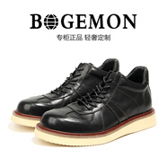BOGEMON【輕奢名品 限量版】順豐包郵專柜款私人手工定制男士休閑高幫鞋 黑色 38 （標(biāo)準(zhǔn)歐碼皮鞋碼）