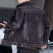 艫白新款春秋牛仔外套男士時(shí)尚休閑工裝夾克男上衣服 605黑灰 XL