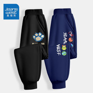 真維斯（Jeanswest）衛(wèi)褲男童秋季薄款兒童休閑長褲2025新款中大童時尚寬松褲子童裝潮 【薄款長褲】黑（疊）藏青（太） 150